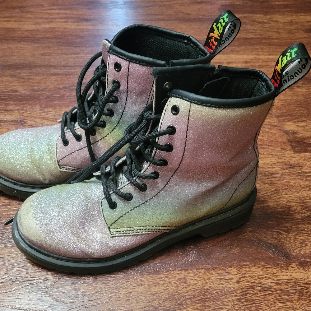 Glittery Combat Boots with Black Laces